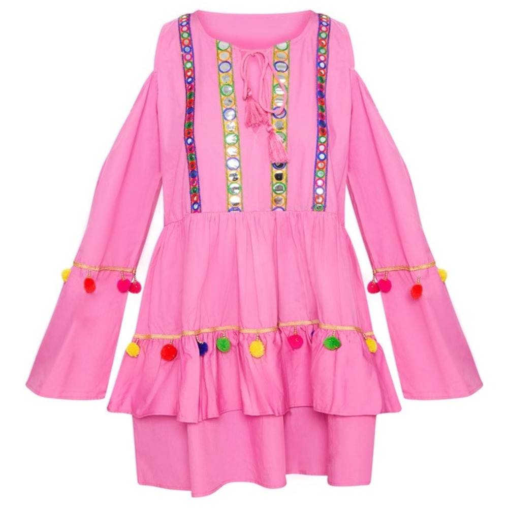 Beautiful & stylish PrettyLittleThing dress with mirrors & Pom Pom- size 0